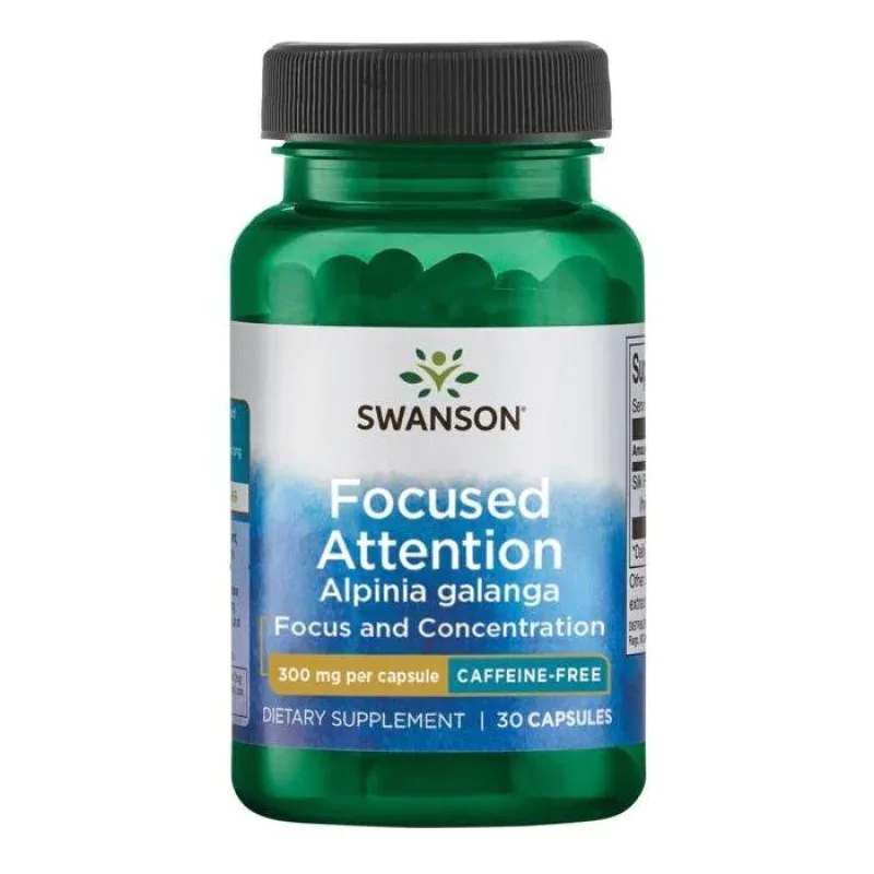 Focused Attention Alpinia Galanga - Caffeine-Free 300 мг 30 капсули | Swanson Focused Attention Alpinia Galanga - Caffeine-Free 300 мг 30 капсули | Swanson