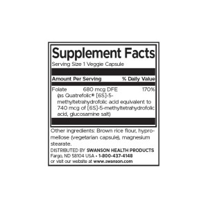 Folate 5-Methyltetrahydrofolic Acid - Bioactive Form 30 веге капсули | Swanson