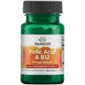 [Folic Acid & B12 30 веге капсули | Swanson Предпазва от развитие на анемия Грижи се за здравето на сърцето Запазва енергийните нива в организма Фолиева Киселина и Витамин Б12 на капсули е на топ цена о