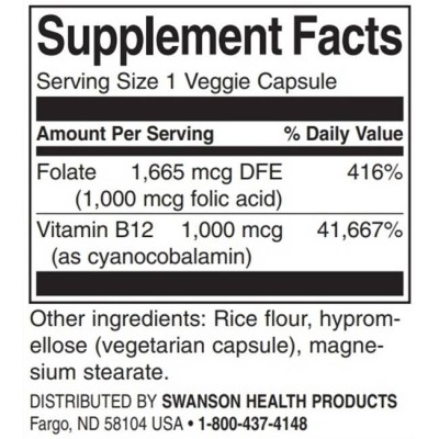 Folic Acid & B12 30 веге капсули | Swanson Folic Acid & B12 30 веге капсули | SwansonПредпазва от развитие на анемия
Грижи се за здравето на сърцето
Запазва енергийните нива в организма
Фолиева Киселина и Витамин Б12 на капсули е на т [Folic Acid & B12 30 веге капсули | Swanson Предпазва от развитие на анемия Грижи се за здравето на сърцето Запазва енергийните нива в организма Фолиева Киселина и Витамин Б12 на капсули е на топ цена о