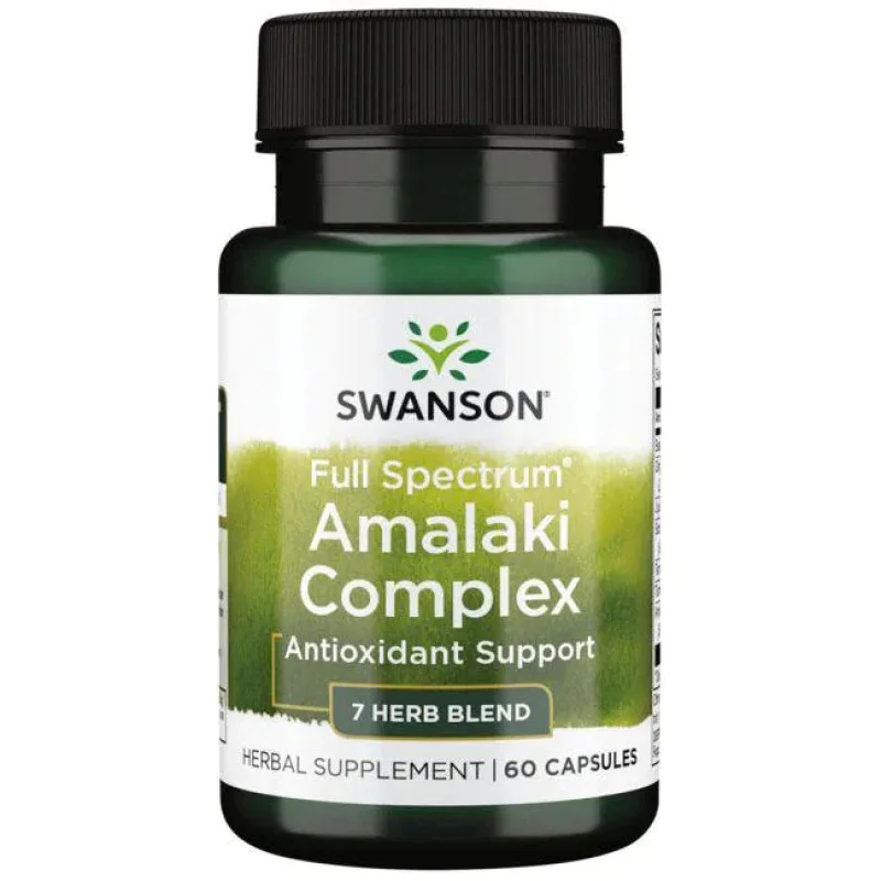 Full Spectrum Amalaki Complex 60 капсули | Swanson Смес от 7 екзотични билки в лесни за приемане капсули Здраве и благополучие от Аюрведа Осигурява мощни антиоксиданти от шизандра, амла, куркума и др. Full Full Spectrum Amalaki Complex 60 капсули | Swanso