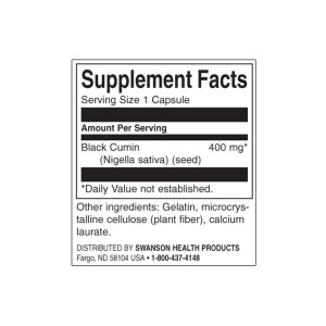 Full Spectrum Black Cumin Seed 400 мг 60 капсули | Swanson