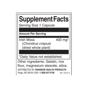 Full Spectrum Irish Moss 400 мг 60 капсули | Swanson