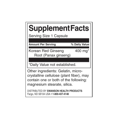 Full Spectrum Korean Red Ginseng Root 400 мг 90 капсули | Swanson