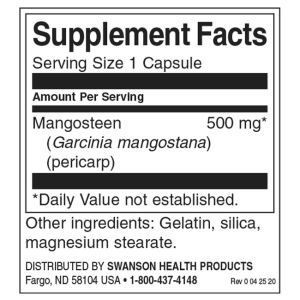 Full Spectrum Mangosteen 500 мг 100 капсули | Swanson