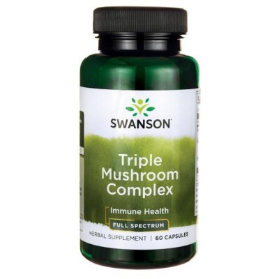 Full Spectrum Triple Mushroom Complex 60 капсули | Swanson За подсилване на имунните защити на организма Срещу различни инфекциозни състояния Добро средство за понижаване нивата на кръвна захар в кръвта Пр Full Spectrum Triple Mushroom Complex 60 капсули 