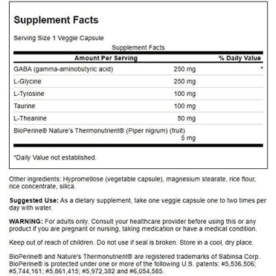 GABAplex with L-Tyrosine & L-Theanine 60 веге капсули | Swanson