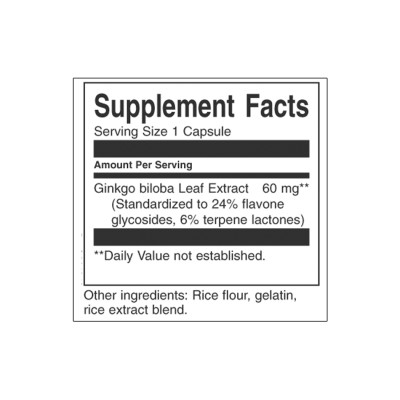 Ginkgo Biloba 24% 60 мг 30 капсули | Swanson
