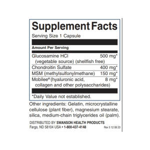 Glucosamine Chondroitin and MSM 90 капсули | Swanson