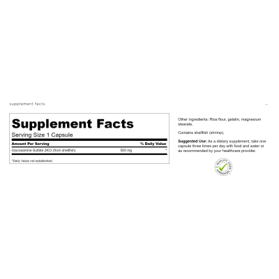 Glucosamine Sulfate 2KCl 500 мг 250 капсули | Swanson Регенерира и възстановява ставите Градивен елемент за Вашия хрущял Подпомага здравето на ставите Усвоява се бързо от организма Глюкозамин Сулфат 2KC Glucosamine Sulfate 2KCl 500 мг 250 капсули | Swanso