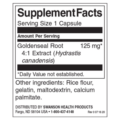 Goldenseal Root 125 мг 100 капсули | Swanson Goldenseal Root 125 мг 100 капсули | Swanson