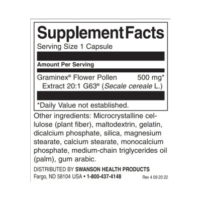 Graminex Flower Pollen Extract 500 мг 60 капсули | Swanson