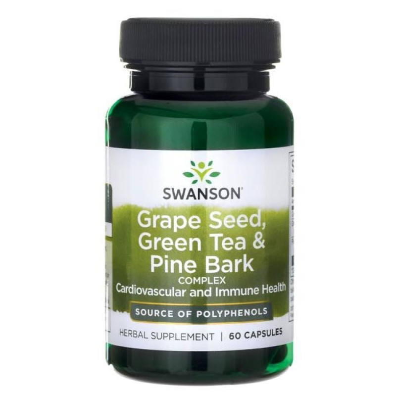 Grape Seed, Green Tea & Pine Bark Complex 60 капсули | Swanson