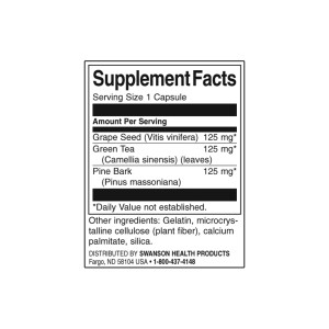Grape Seed, Green Tea & Pine Bark Complex 60 капсули | Swanson
