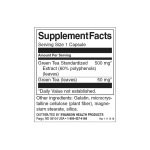 Green Tea Extract 500 мг 60 капсули | Swanson Green Tea Extract 500 мг 60 капсули | Swanson