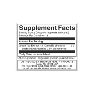 Green Tea Liquid Extract 29,6 мл | Swanson Green Tea Liquid Extract 29,6 мл | Swanson