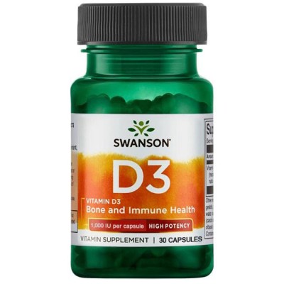 High-Performance Vitamin D-3 1000 IU 30 Капсули | Swanson Повишава енергийните нива в тялото Спомага за по-добра краткосрочна памет Намалява стреса и безпокойството Подобрява настроението Влияе на здрав High-Performance Vitamin D-3 1000 IU 30 Капсули | Sw