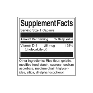 High-Performance Vitamin D-3 1000 IU 30 Капсули | Swanson