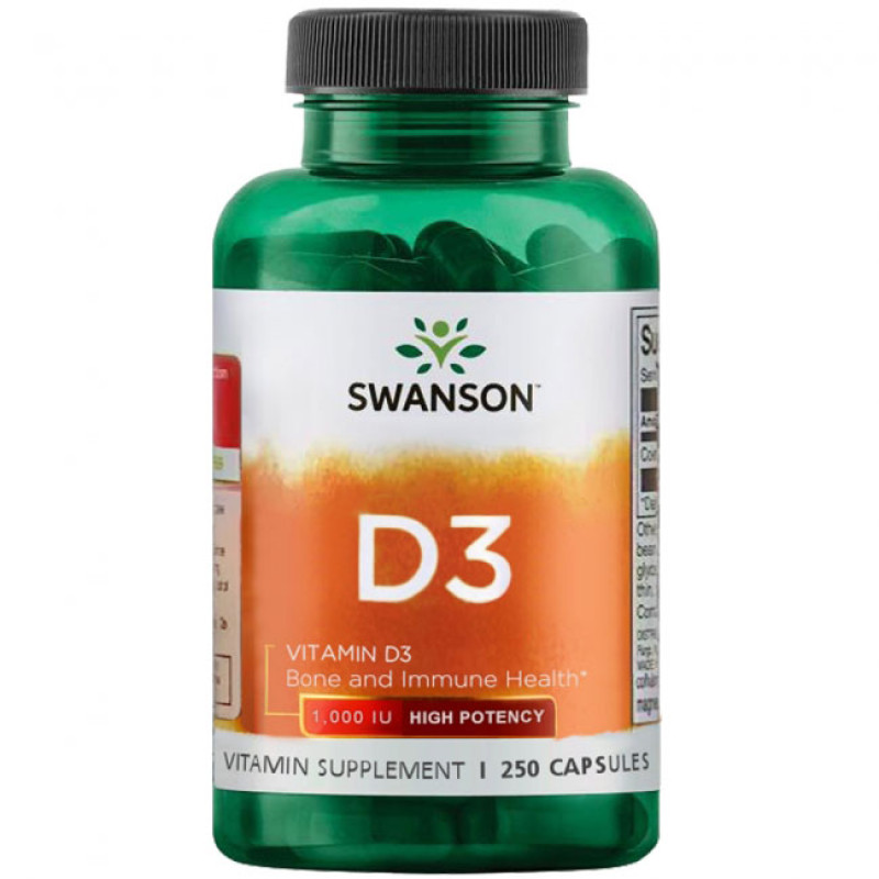 High Potency Vitamin D-3 1000 IU 250 капсули | Swanson