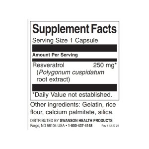 Higher Potency Resveratrol 250 мг 30 капсули | Swanson