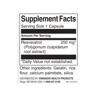 Higher Potency Resveratrol 250 мг 30 капсули | Swanson