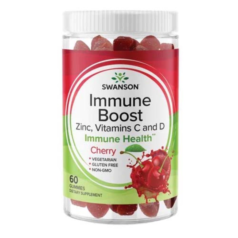 [Immune Boost with Zinc, Vitamins C&D (Cherry) 60 дъвчащи таблетки | Swanson Поддържа нормалната работа на имунната система Силен антиоксидантен ефект Има имуностимулиращо действие Подобрява здравето на