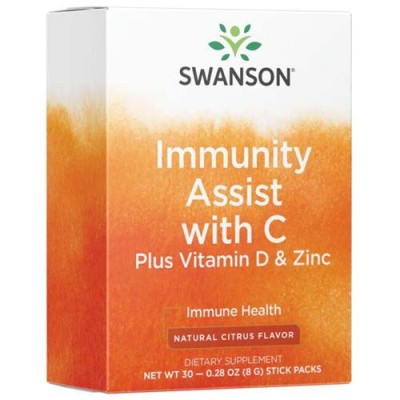 [Immunity Assist with C Plus Vitamin D & Zinc 30 пакетчета | Swanson Поддържа здравето на имунната система Насърчава хидратацията Засилва антиоксидантната активност в организма Имунна Подкрепа с Витамин