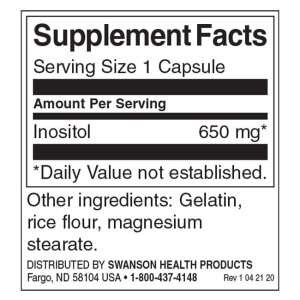 Inositol 650 мг 100 капсули | Swanson