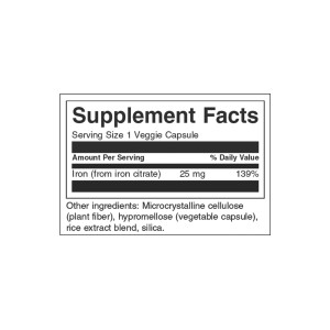 Iron Citrate 25 мг 60 веге капсули | Swanson
