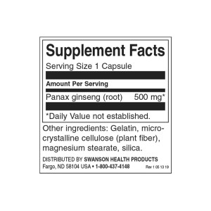 Korean Ginseng 500 мг 100 капсули | Swanson