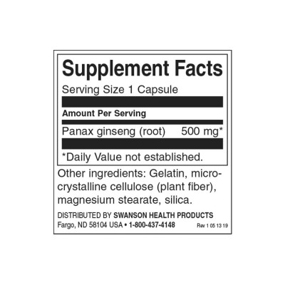 Korean Ginseng 500 мг 100 капсули | Swanson