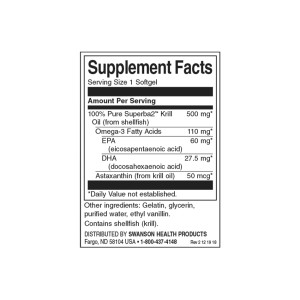 100% Pure Krill Oil 500 мг 60 гел-капсули | Swanson