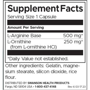 L-Arginine & L-Ornithine 100 капсули | Swanson L-Arginine & L-Ornithine 100 капсули | Swanson