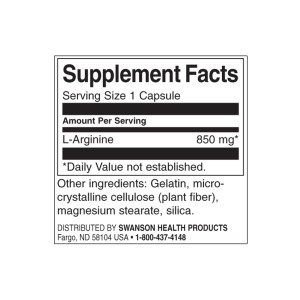 L-Arginine - Maximum Strength 850 мг 90 капсули | Swanson