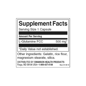 L-Glutamine 500 мг 100 капсули | Swanson L-Glutamine 500 мг 100 капсули | Swanson