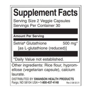 L-Glutathione 250 мг 60 веге капсули | Swanson
