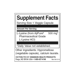 L-Lysine Фармацевтичен Клас 90 веге капсули | Swanson