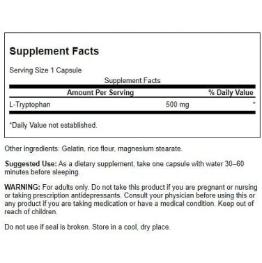 [L-Tryptophan 500 мг 60 капсули | Swanson За по-продължителен и качествен сън За подобряване на настроението За по-силна имунна система L-Триптофан 500 мг на капсули е на топ цена от Swanson Какво зна