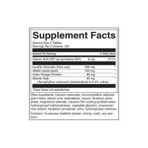 Lecithin, Kelp, B-6 & Cider Vinegar 240 таблетки | Swanson