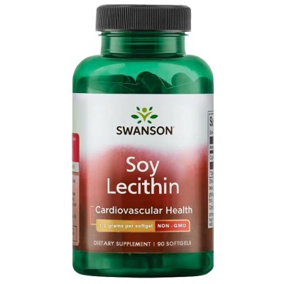 Lecithin Non-GMO 1200 мг 90 гел-капсули | Swanson Всяка капсула съдържа 1200 мг соев лецитин В борба с високия лош холестерол Функционира като емулгатор на мазнините Подкрепя работата на сърдечно-съдовата Lecithin Non-GMO 1200 мг 90 гел-капсули | Swanson 