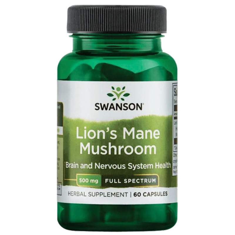 Lion's Mane Mushroom 500 мг 60 капсули | Swanson