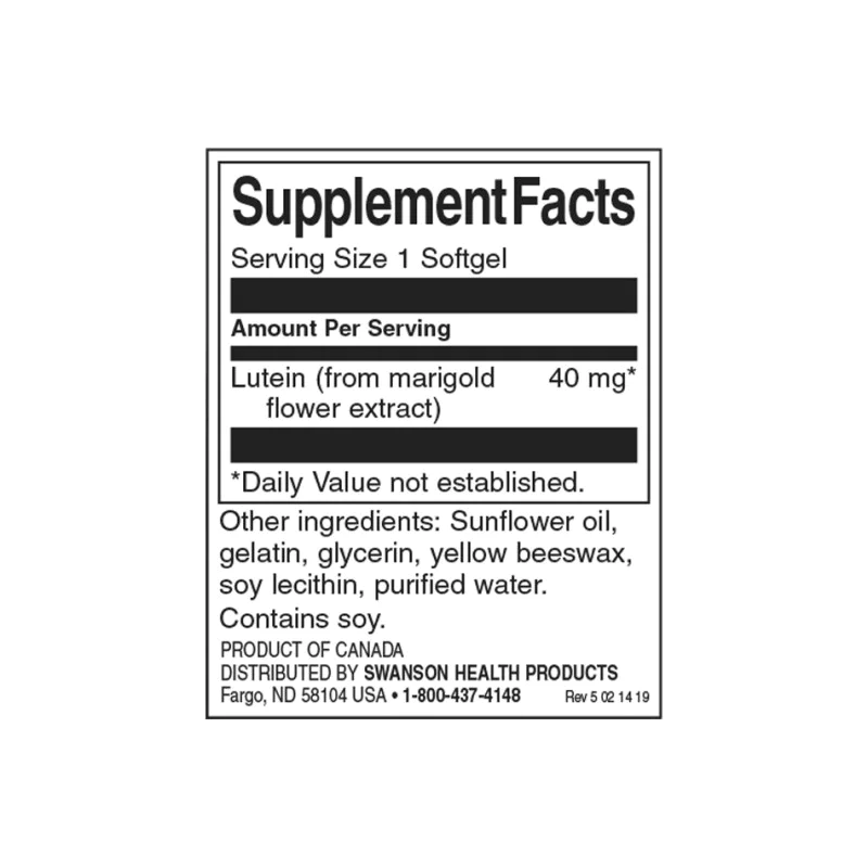 Lutein 40 мг 60 гел-капсули | Swanson Lutein 40 мг 60 гел-капсули | Swanson