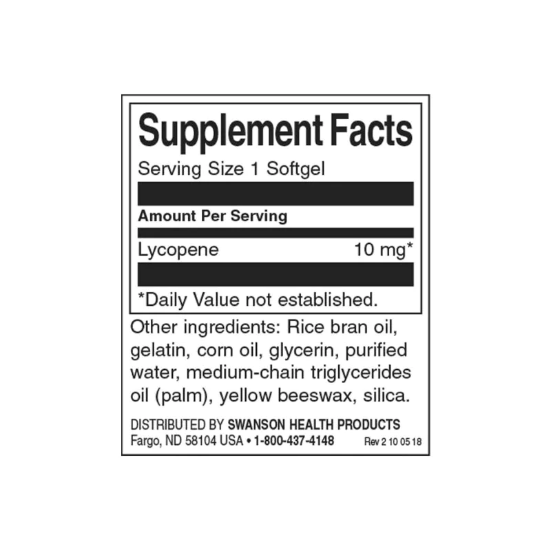 Lycopene 10 мг 120 гел-капсули | Swanson Lycopene 10 мг 120 гел-капсули | Swanson