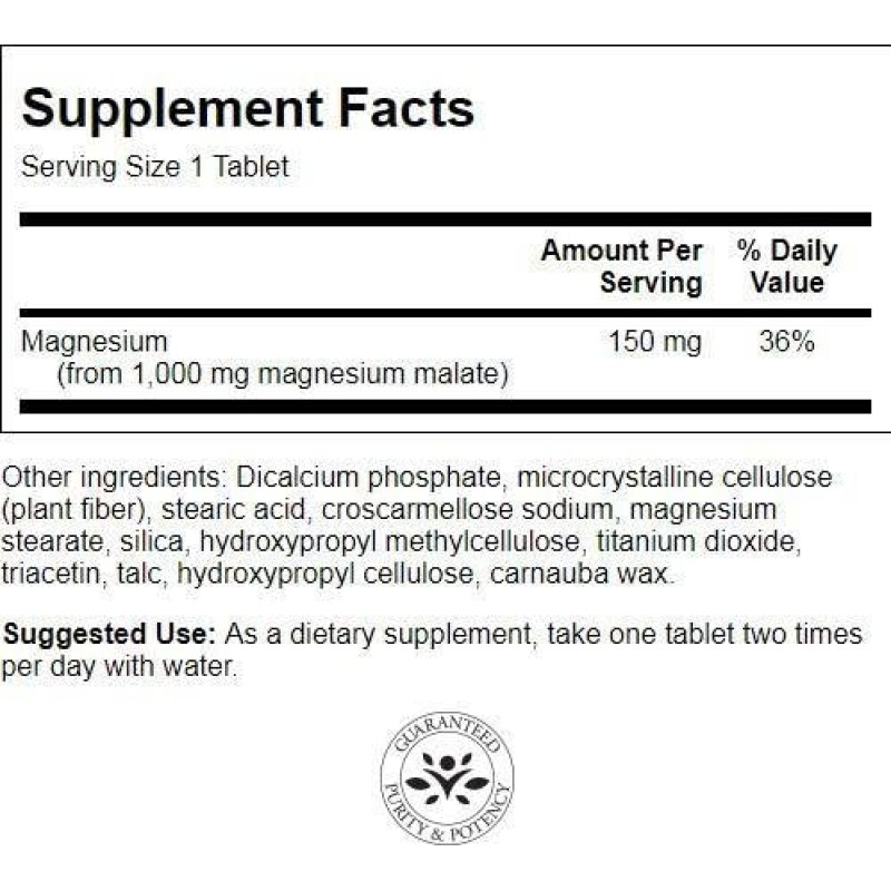 Magnesium Malate 150 мг 60 таблетки | Swanson Magnesium Malate 150 мг 60 таблетки | SwansonМагнезият има роля в процеса на клетъчно делене
Допринася за нормалния енергиен метаболизъм
Подпомага нормалното функциониране на нервната система
Под Magnesium Malate 150 мг 60 таблетки | Swanson Магнезият има роля в процеса на клетъчно делене Допринася за нормалния енергиен метаболизъм Подпомага нормалното функциониране на нервната система Поддър Magnesium Malate 150 мг 60 таблетки | Swanson Магнезия