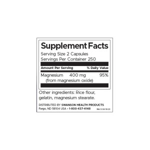 Magnesium Oxide 200 мг 500 капсули | Swanson Magnesium Oxide 200 мг 500 капсули | Swanson