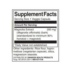 Magnolia Extract - Standardized 200 мг 30 веге капсули | Swanson