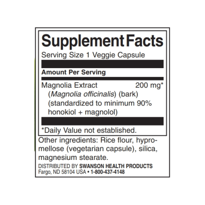 Magnolia Extract - Standardized 200 мг 30 веге капсули | Swanson