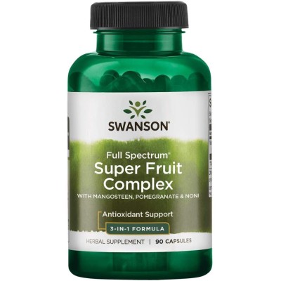 Super Fruit Complex Mangosteen/Pomegranate/Noni 90 капсули | Swanson За подсилване на имунните защити Срещу различни инфекциозни състояния Мощен антиоксидант Оказва положително влияние върху мозъ Super Fruit Complex Mangosteen/Pomegranate/Noni 90 капсули 