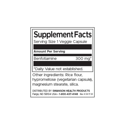 Maximum Strength Benfotiamine 300 мг 60 веге капсули | Swanson
