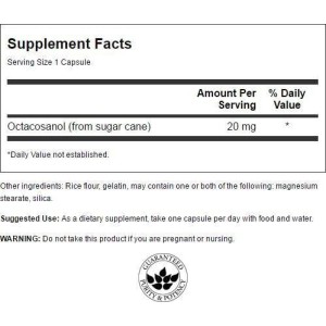 Maximum Strength Octacosanol 20 мг 30 веге капсули | Swanson